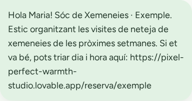 Missatge preparat per WhatsApp